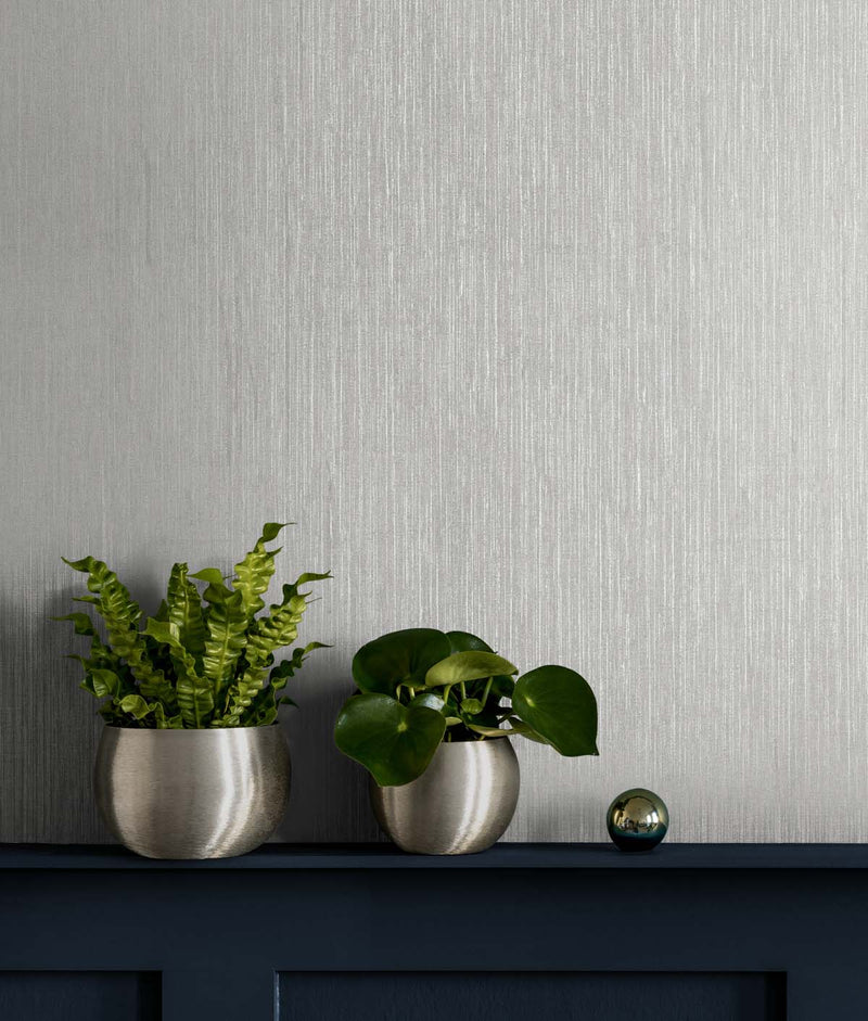 media image for Vertical Stria Metallic Silver Wallpaper from the Even More Textures Collection by Seabrook 288