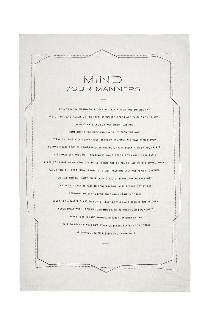 media image for Mind Your Manners Tea Towel design by Sir/Madam 265