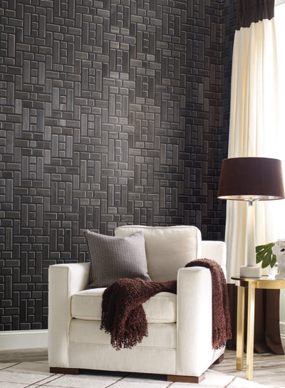 product image of Teahouse Panel Wallpaper in Black from the Tea Garden Collection by Ronald Redding for York Wallcoverings 563