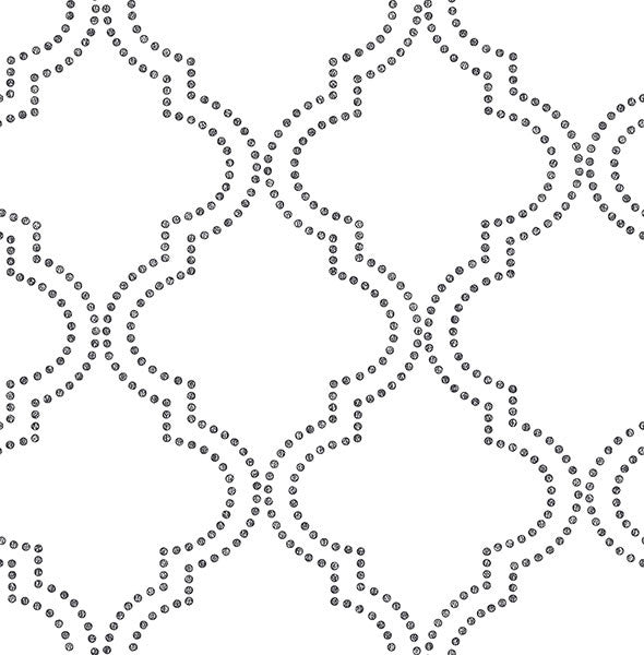 media image for Tetra Black and White Quatrefoil Wallpaper from the Symetrie Collection by Brewster Home Fashions 266