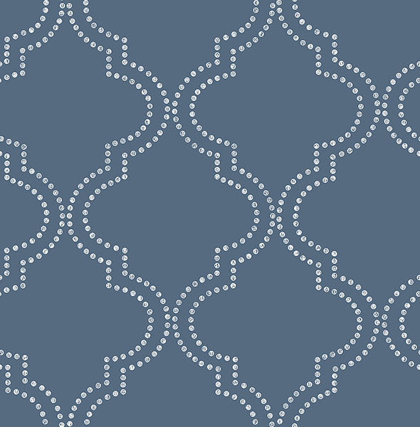 media image for Tetra Blue Quatrefoil Wallpaper from the Symetrie Collection by Brewster Home Fashions 281