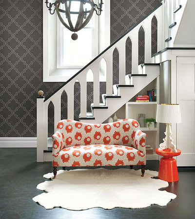 product image for Tetra Charcoal Quatrefoil Wallpaper from the Symetrie Collection by Brewster Home Fashions 34
