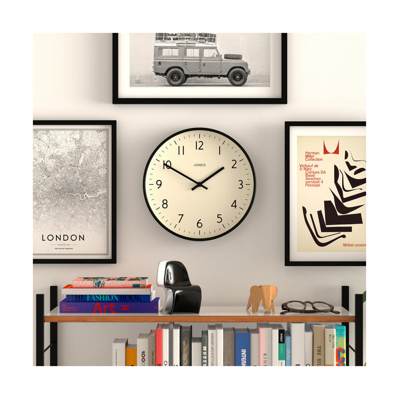media image for Jones Studio Wall Clock in Black and Cream 257