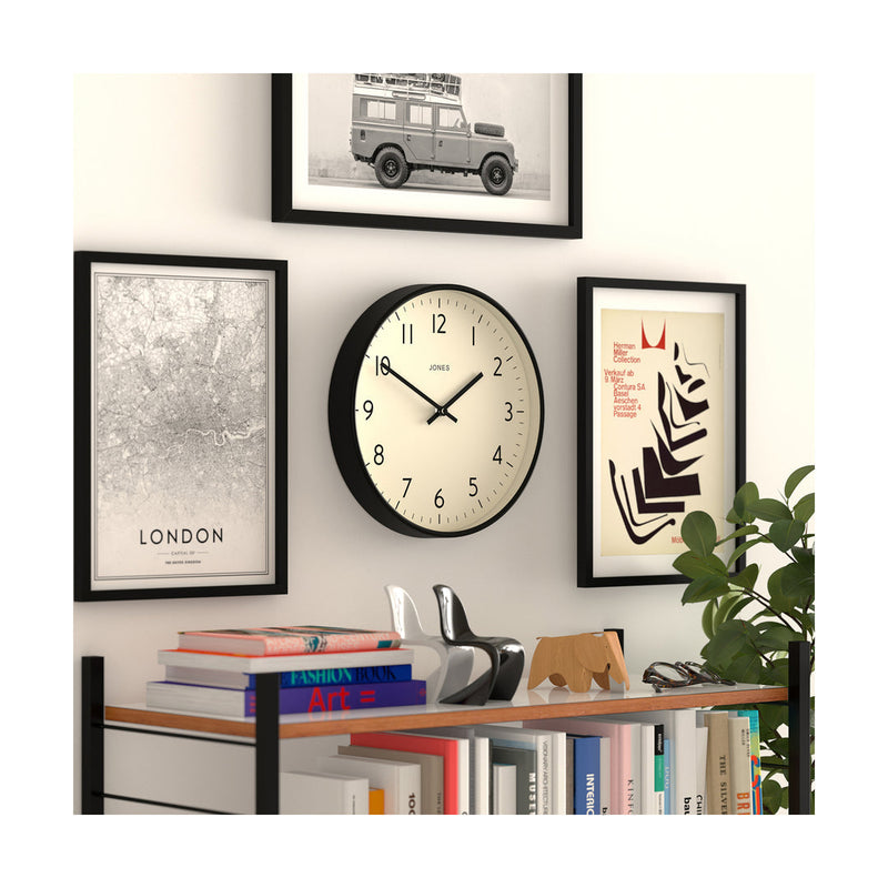media image for Jones Studio Wall Clock in Black and Cream 298