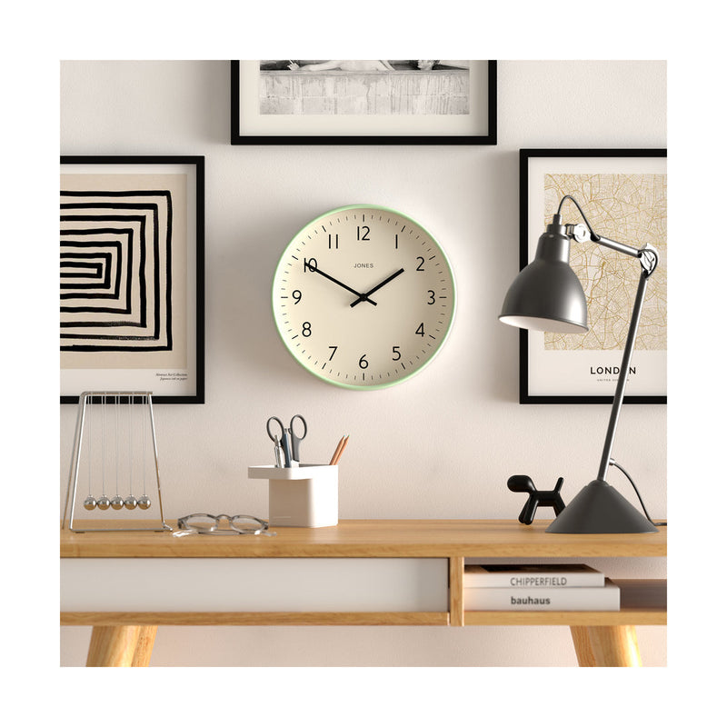 media image for Jones Studio Wall Clock in Neo Mint 238