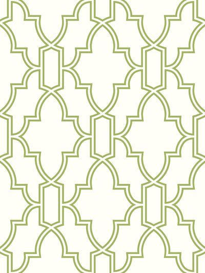 product image of Tile Trellis Peel-and-Stick Wallpaper in Green and White by NextWall 575