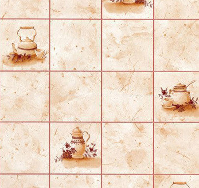 media image for Tiles and Teapots Contact Wallpaper in Beige by Burke Decor 278