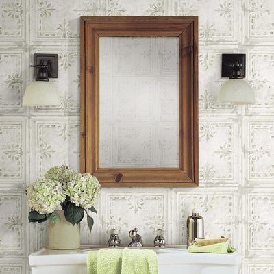 product image for Tin Tile Bloom Peel & Stick Wallpaper in White by RoomMates for York Wallcoverings 83