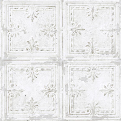 product image for Tin Tile Bloom Peel & Stick Wallpaper in White by RoomMates for York Wallcoverings 18