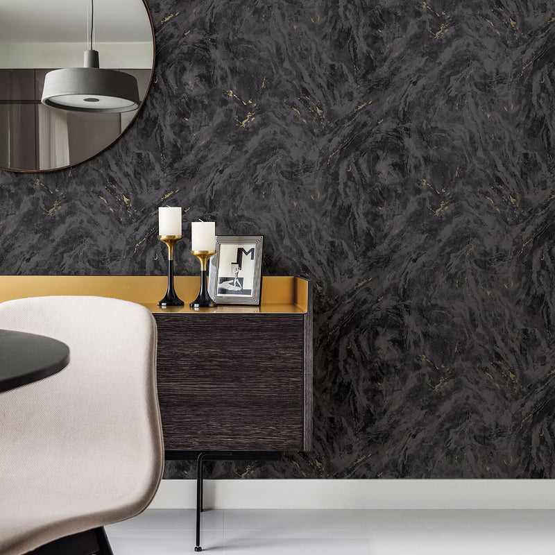 media image for Titania Marble Texture Wallpaper in Black from the Polished Collection by Brewster Home Fashions 252