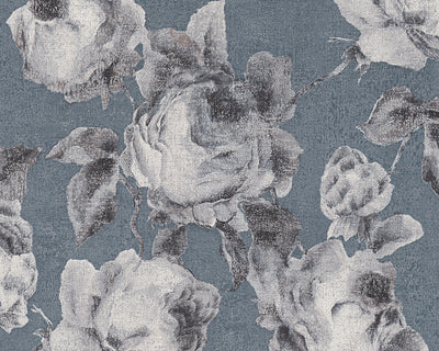 product image for Traditional Floral Wallpaper in Blue and Grey design by BD Wall 75
