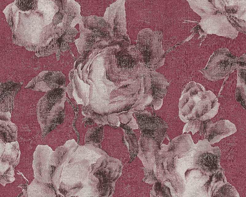 media image for sample traditional floral wallpaper in reds and grey design by bd wall 1 286