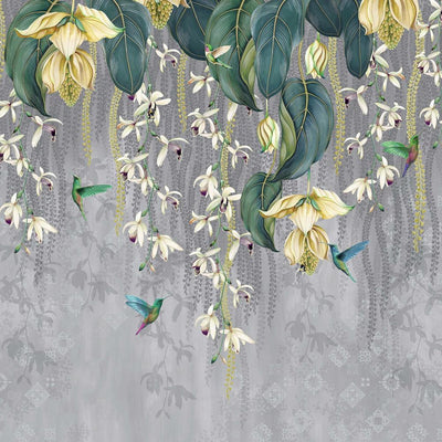 product image of Trailing Orchid Wall Mural in Grey and Lemon from the Folium Collection by Osborne & Little 559