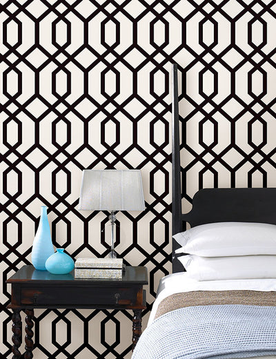 product image for Trellis Black Montauk Wallpaper from the Essentials Collection by Brewster Home Fashions 54