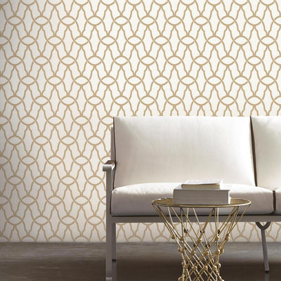 product image for Trellis Peel & Stick Wallpaper in Gold by RoomMates for York Wallcoverings 20