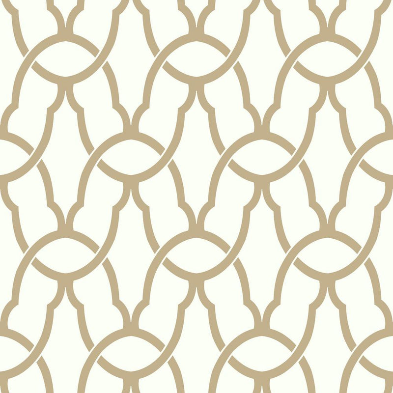 media image for Trellis Peel & Stick Wallpaper in Gold by RoomMates for York Wallcoverings 242