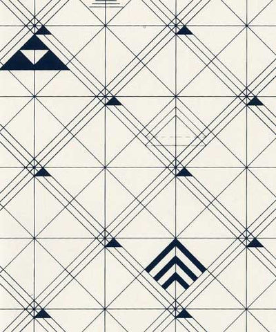 product image for Trellis Wallpaper in Navy design by Cavern Home 77