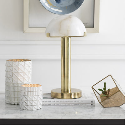 product image for Ursula URS-001 Table Lamp in Antiqued Brass & White by Surya 21