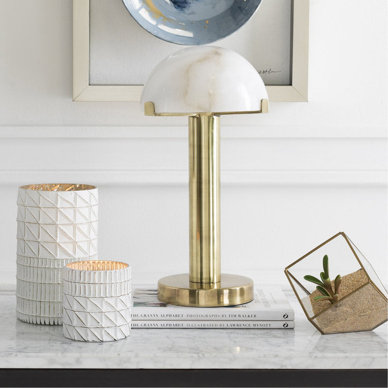 media image for Ursula URS-001 Table Lamp in Antiqued Brass & White by Surya 284