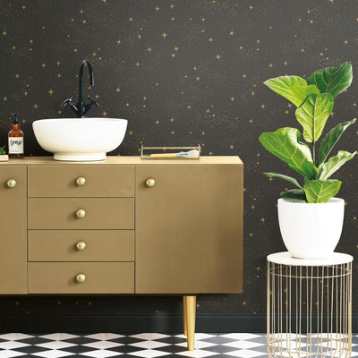 product image for upon a star peel stick wallpaper in black and grey by roommates for york wallcoverings 2 4