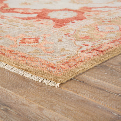product image for Azra Hand-Knotted Floral Red & Tan Area Rug 96