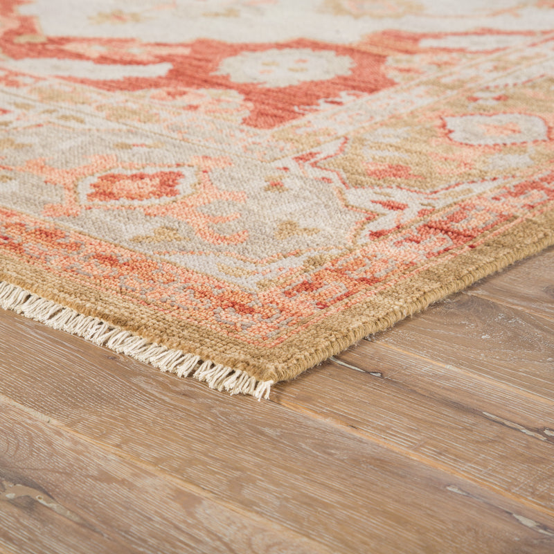 media image for Azra Hand-Knotted Floral Red & Tan Area Rug 25