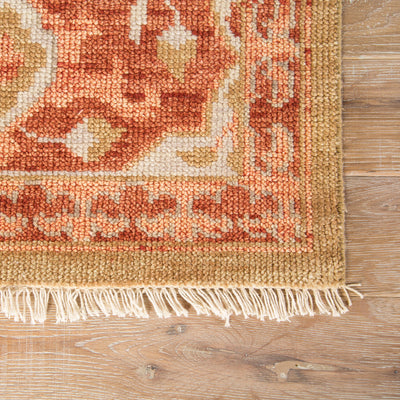 product image for Azra Hand-Knotted Floral Red & Tan Area Rug 77
