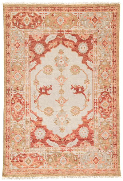 product image for Azra Hand-Knotted Floral Red & Tan Area Rug 15