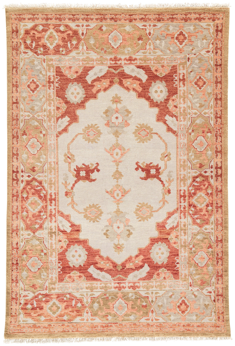 media image for Azra Hand-Knotted Floral Red & Tan Area Rug 25