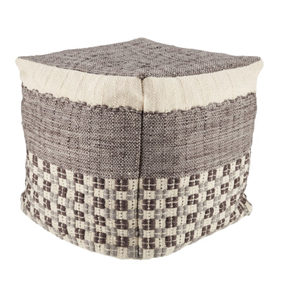 product image of seaton indoor outdoor geometric pouf in gray cream by jaipur living 1 510