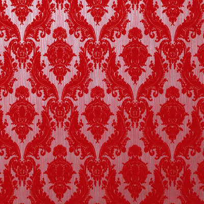 product image of Petite Heirloom Velvet Flock Wallpaper in Variegated Scarlet by Burke Decor 551