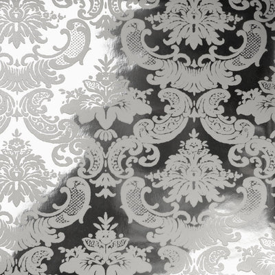 product image of Madison Velvet Flock Wallpaper in White/Silver by Burke Decor 510