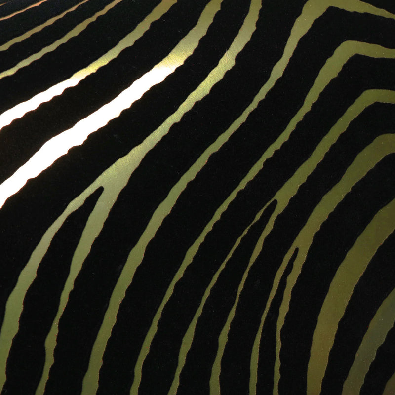 media image for Zebra Stripes Velvet Flock Wallpaper in Black/Gold by Burke Decor 274