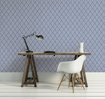 product image for Vertex Indigo Diamond Geometric Wallpaper from the Symetrie Collection by Brewster Home Fashions 13