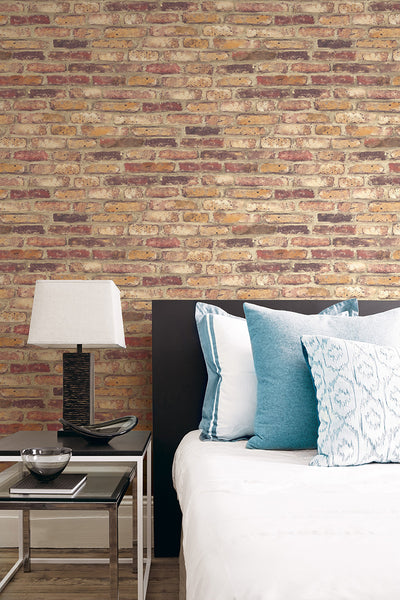 product image of Vintage Brick Wallpaper in Red from the Vintage Home 2 Collection by Wallquest 582