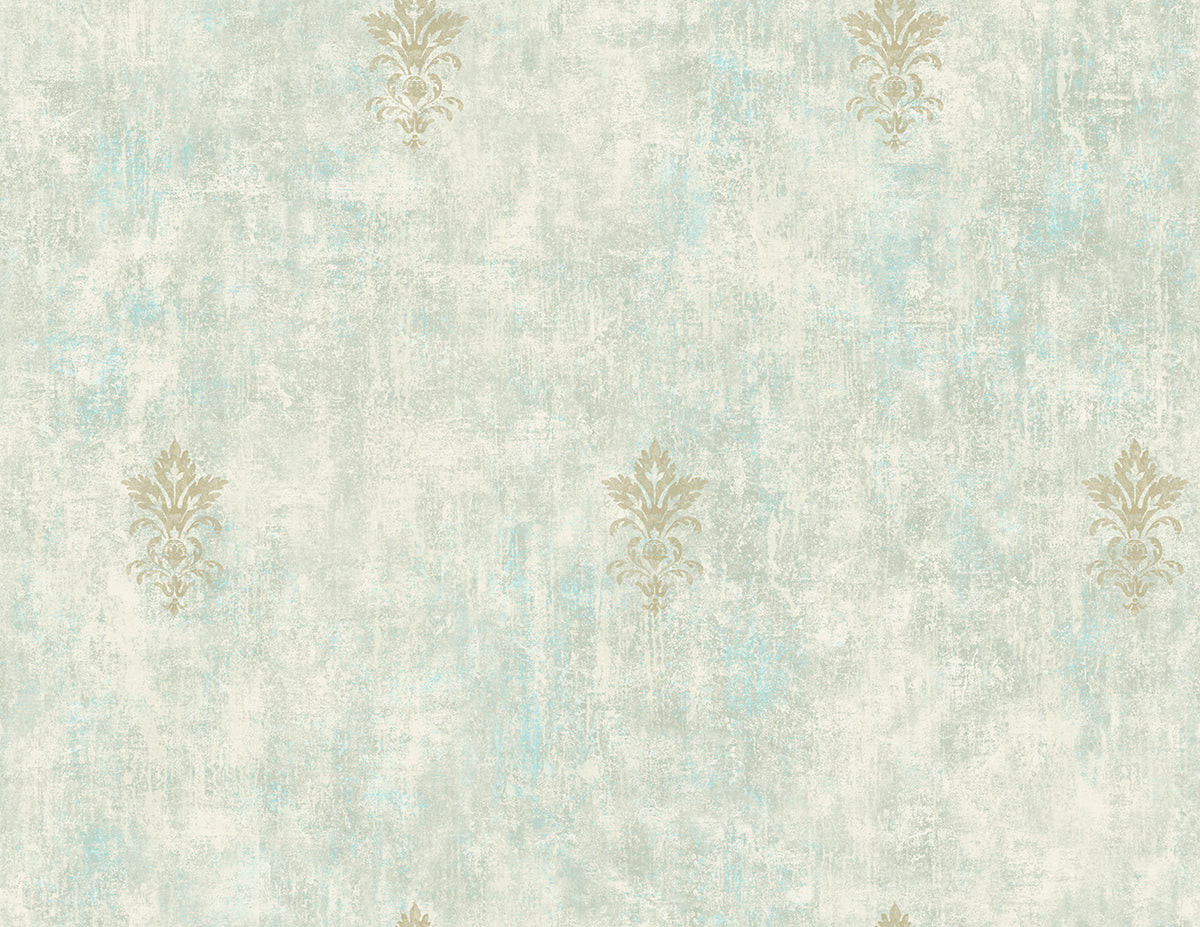 Vintage Fleur de lis Wallpaper in Seafoam from the Vintage Home 2 Collection