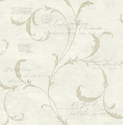 product image of Vintage Scroll Wallpaper in Antique Gold from the Vintage Home 2 Collection by Wallquest 518