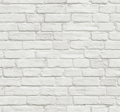 product image of Vintage White Brick Peel-and-Stick Wallpaper by NextWall 528