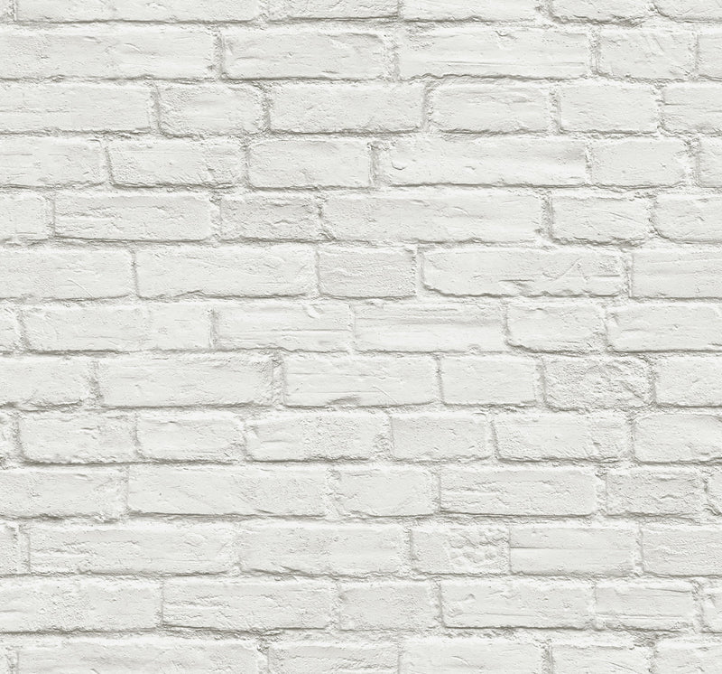 media image for Vintage White Brick Peel-and-Stick Wallpaper by NextWall 257
