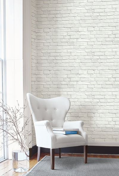 product image for Vintage White Brick Peel-and-Stick Wallpaper by NextWall 57