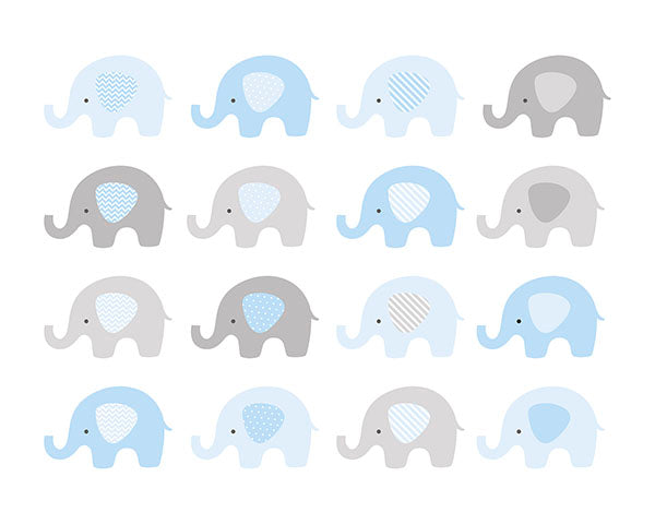 media image for Baby Blue Elephant Wall Mural 22