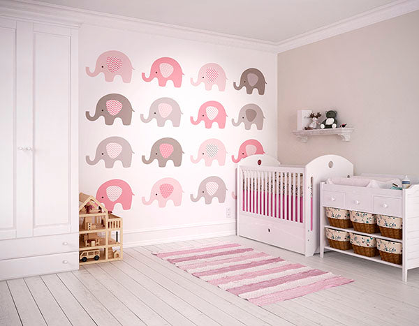 media image for Baby Pink Elephant Wall Mural 22