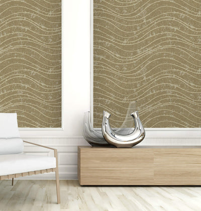 product image for Waves Effect Wallpaper in Brown & Beige 33