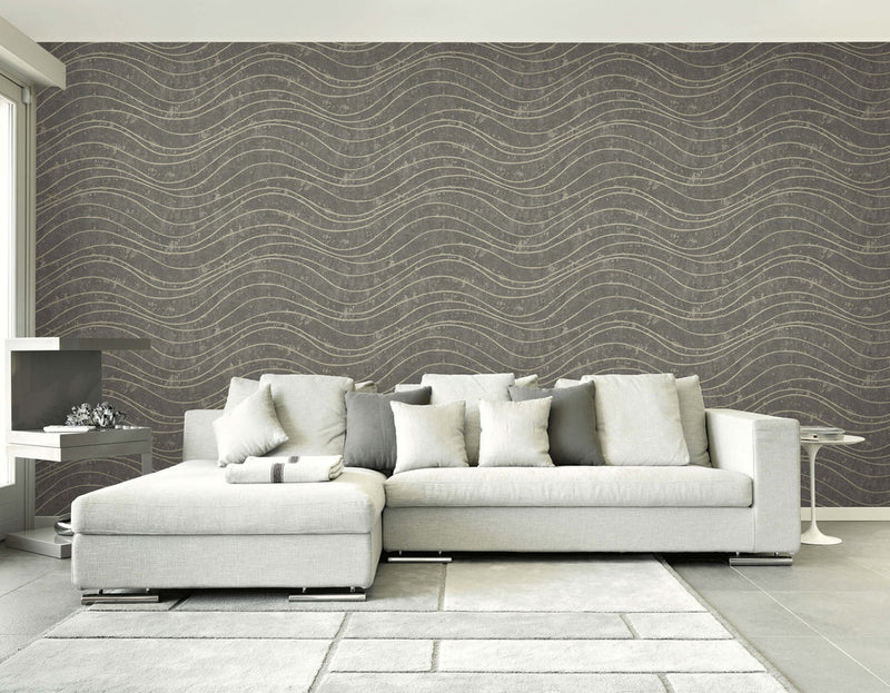 media image for Waves Effect Wallpaper in Grey & Beige 290