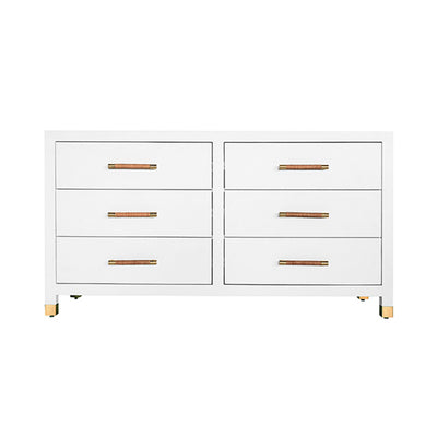 product image of six drawer chest with rattan wrapped handles by bd studio ii winchester nat 1 594