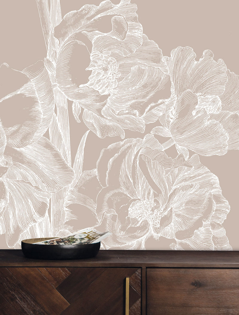 media image for Engraved Flowers Sand No. 1 Wallpaper by KEK Amsterdam 239