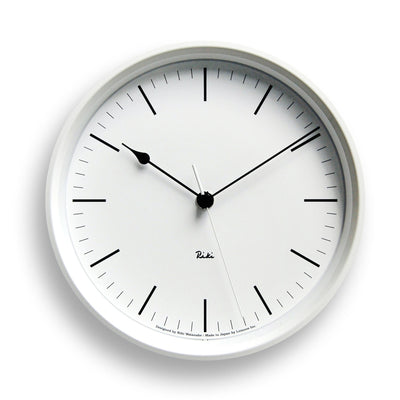 product image of riki steel line clock in white design by lemnos 1 521