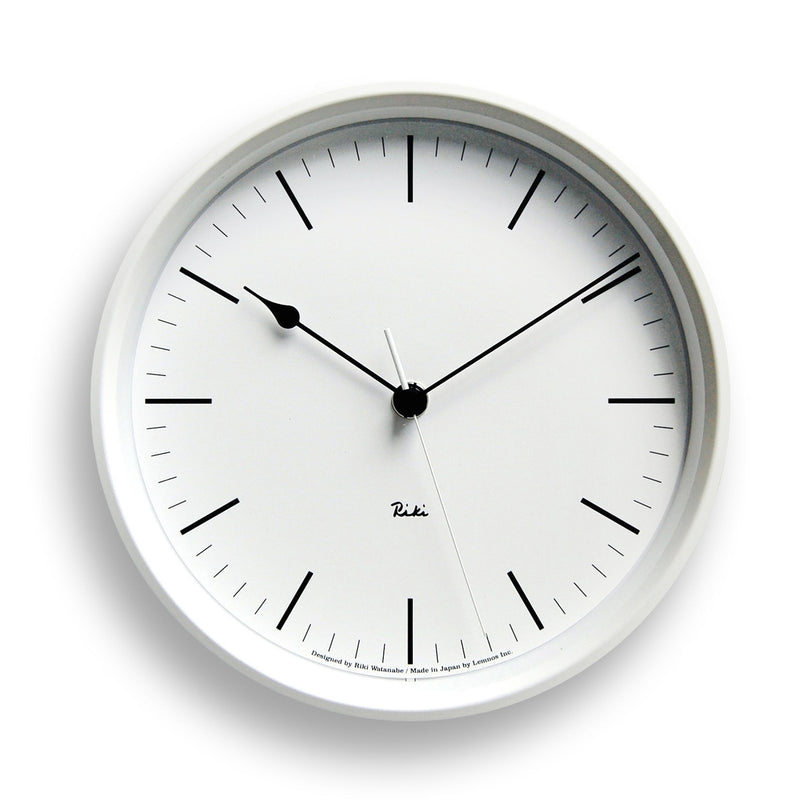 media image for riki steel line clock in white design by lemnos 1 250