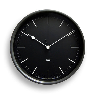 product image of riki steel line clock in black design by lemnos 1 537