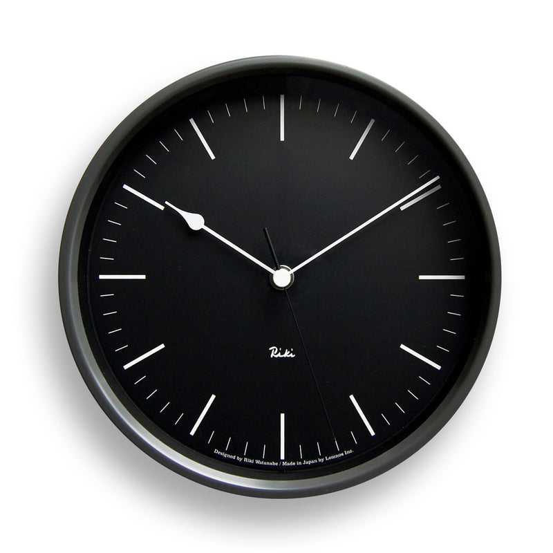 media image for riki steel line clock in black design by lemnos 1 223